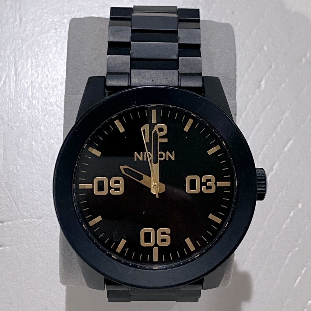 Nixon “The Corporal SS” Matte Black/Gold 48mm Watch
